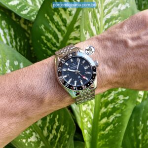 Relógio Technos Masculino Automático GMT Prata NH34AA/T1P