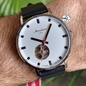 Relógio Mondaine Automático Masculino Open Heart Prata Pulseira Couro 32850G0MVNC2