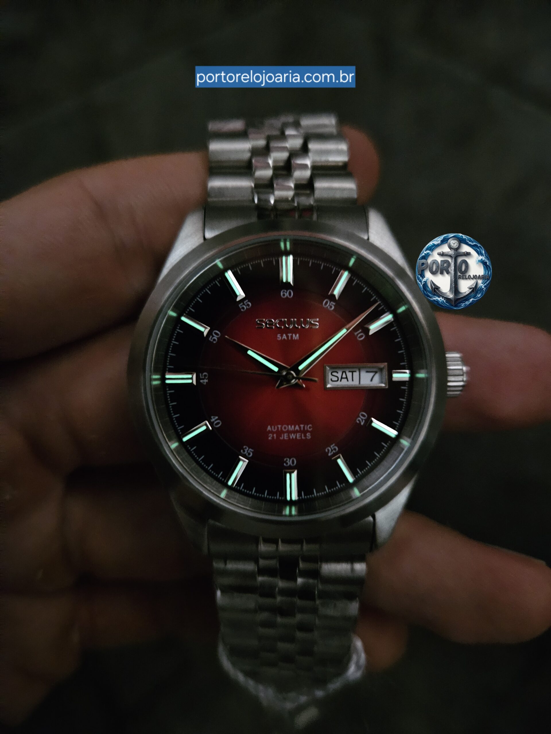 Relógio Seculus Automático Masculino Vermelho Efeito Sunset 77361G0SVNA2 - Imagem 7