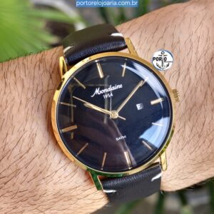 Relógio Mondaine Unissex Clássico Dourado Couro Genuíno Calendário 32888GPMVDC1