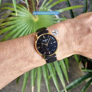 Relógio Mondaine Unissex Clássico Dourado Couro Genuíno Calendário 32888GPMVDC1
