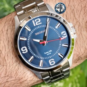 Relógio Seculus Masculino Clássico Azul Prata em Aço 44346G0SVNA1